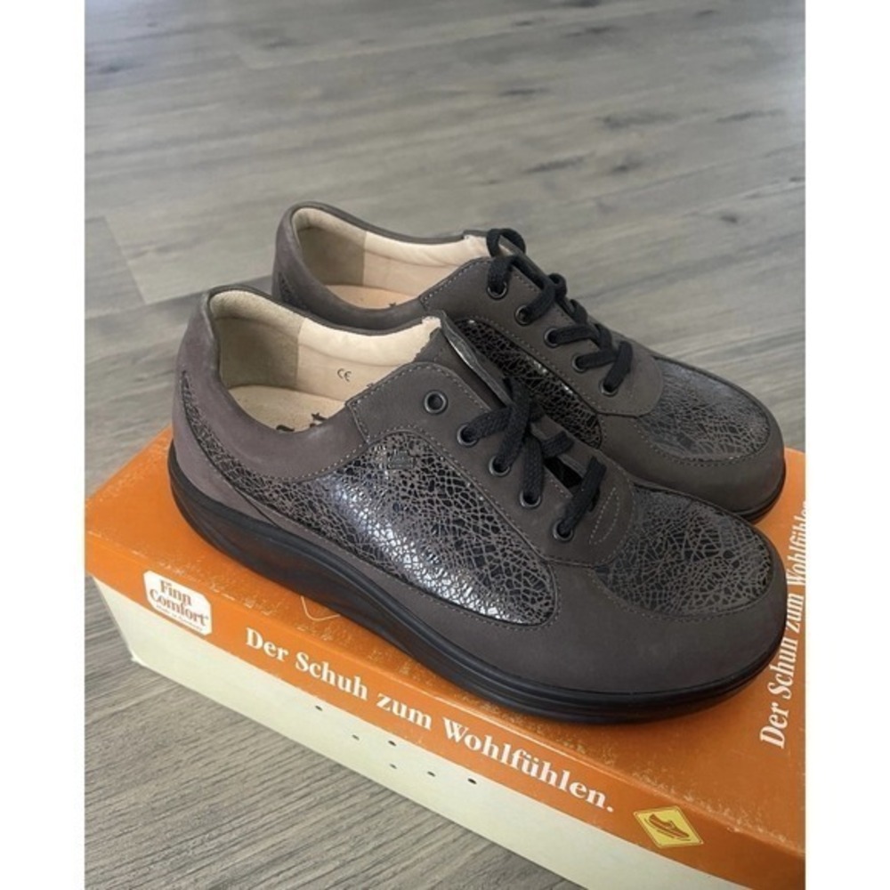 Finn Comfort Columbia Leather Shoes Women's Size 7 Brown Black